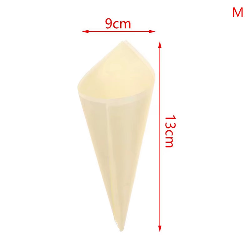 50Pcs Disposable Wood Appetizer Cones Biodegradable Cone Veneer Roll Disposable Ice Cream Cone Packaging Container Candy Cup