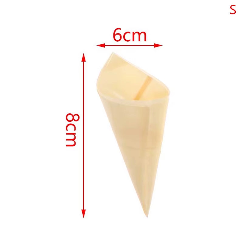 50Pcs Disposable Wood Appetizer Cones Biodegradable Cone Veneer Roll Disposable Ice Cream Cone Packaging Container Candy Cup