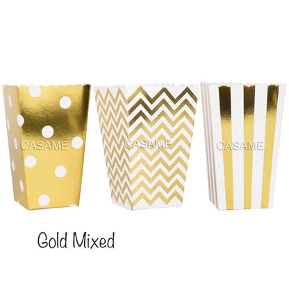 6/12/18 Pcs Mixed Pink Stripe Wave Dot Paper Popcorn Boxes Bag Birthday Pop Corn Candy Sanck Favor Bags Movie Party Tableware